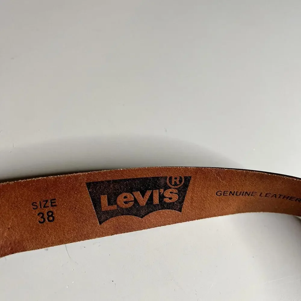 Levi's Leather Belt Mens‎ 38 Brown Silver Buckle Genuine Leather Casual Classic